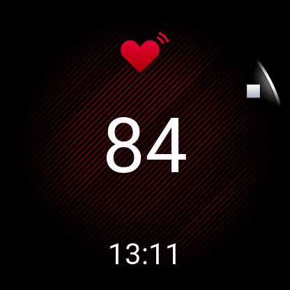 Garmin broadcasting heart rate on a red screen